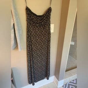 Banana Republic black and tan diamond print Strapless Maxi Dress
